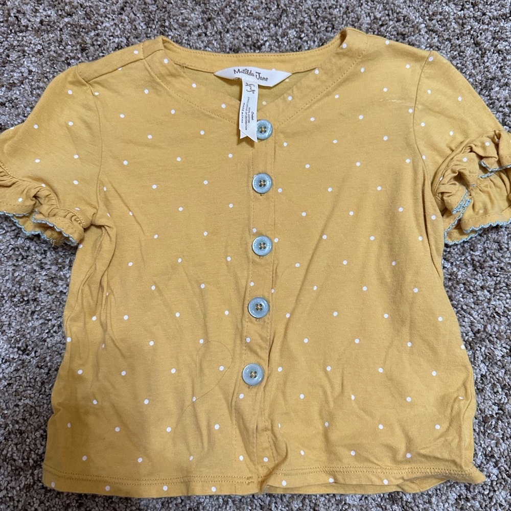 Matilda Jane Yellow Polka Dot Girls Shirt Top